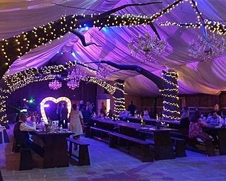 wedding venue lit up