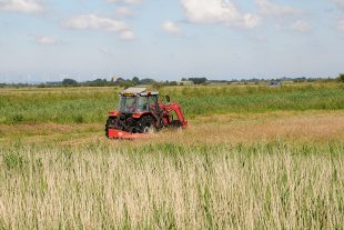 Tractor in a field near Saltfleetby, Lincolnshire