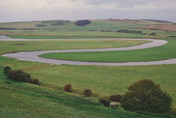 Valley with a river running through it