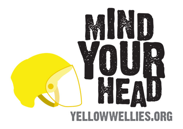 Mind your head logo for yellow wellies