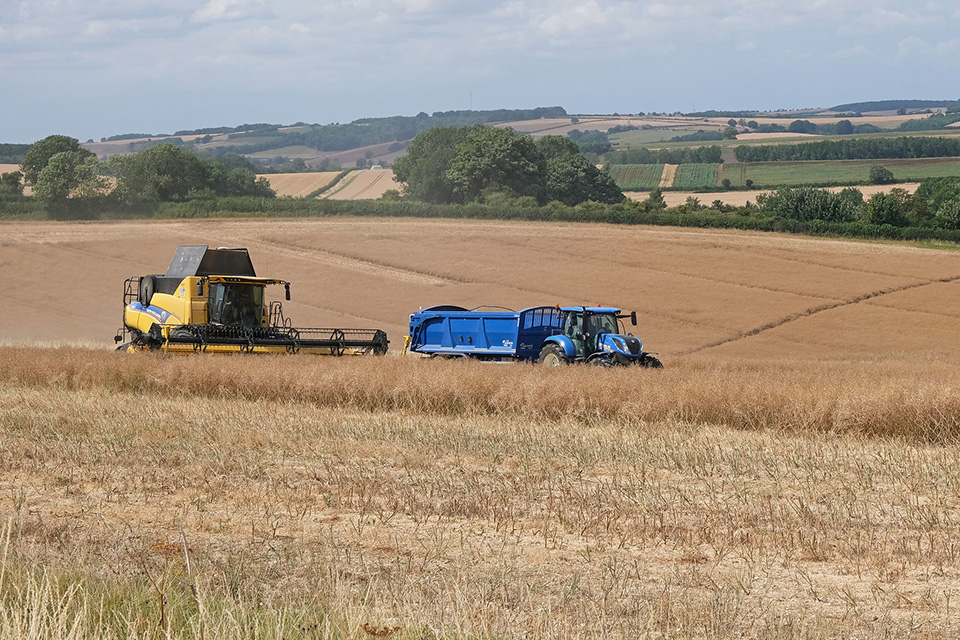 Field with farm machinery